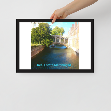 Beautiful Canel Framed poster with realestatematching with key Logo
