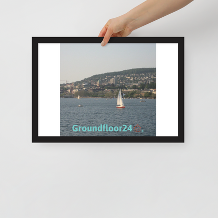 Beautiful River & Hills Sinari Framed poster with Groundfloor24 with House Logo
