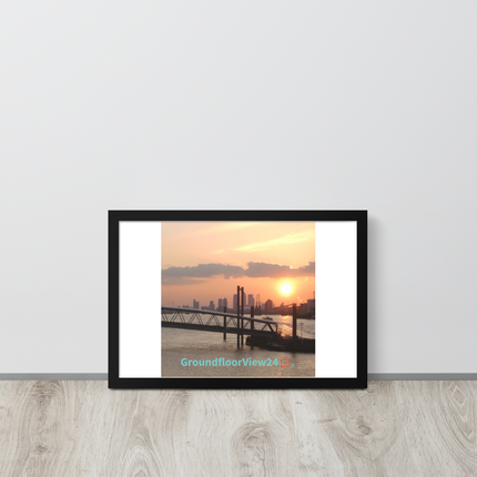 Evening Glow Framed poster with realestatematching with key Logo