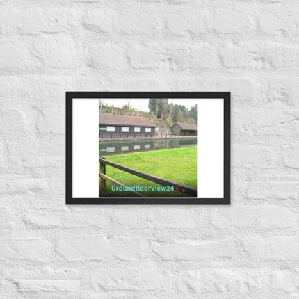 Lakeside Serenity Framed poster with groundfloorview24 with House Logo