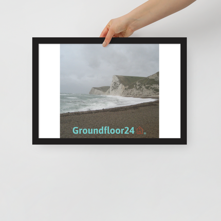 Waves and Sand Framed poster with Groundfloor24 with House Logo