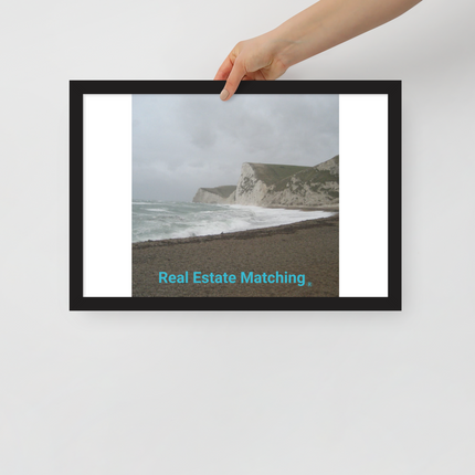 Waves and Sand Framed poster with realestatematching without key Logo