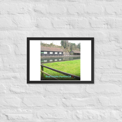 Lakeside Serenity Framed poster with realestatepartner24 with house Logo
