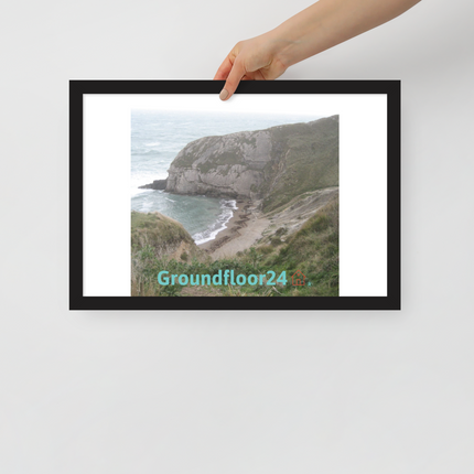 Sea & Hills Framed poster with Groundfloor24 with House Logo