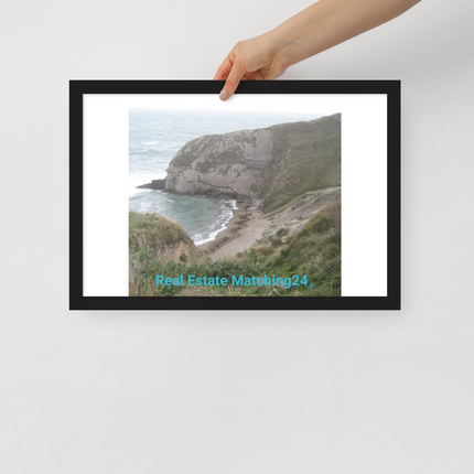 Sea & Hills Framed poster with realestatematching24 without key Logo
