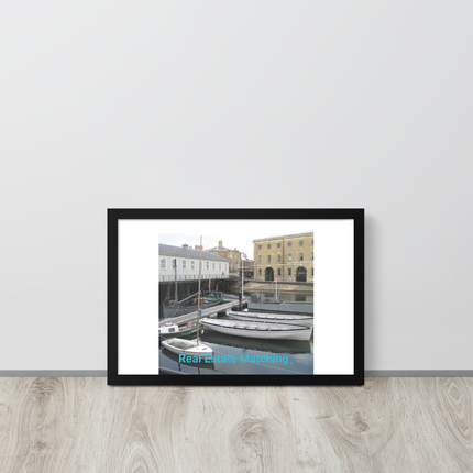 Boat on Water Framed poster with realestatematching without key Logo