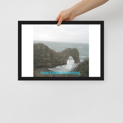 Coastal Escape Framed poster with realestatematching without key Logo