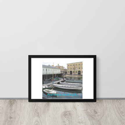 Boat on Water Framed poster with realestatematching24 without key Logo
