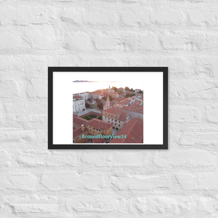 Roof Sunset View Framed poster with groundfloorview24 with House Logo