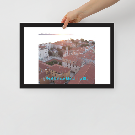 Roof Sunset View Framed poster with realestatematching with key Logo