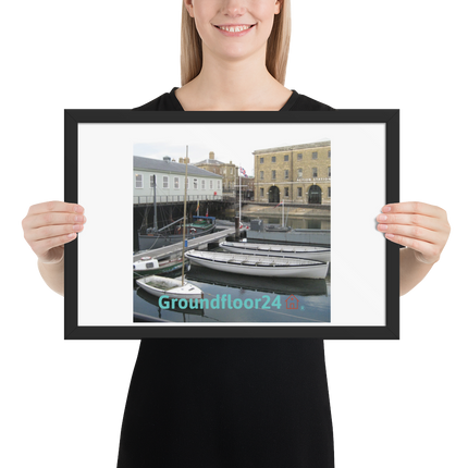 Boat on Water Framed poster with Groundfloor24 with House Logo