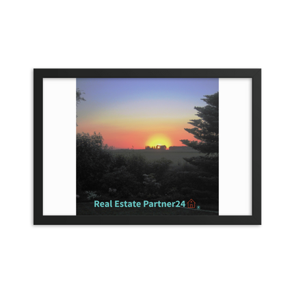 Beautiful Sunset Sinari Framed poster with realestatepartner24 with house Logo