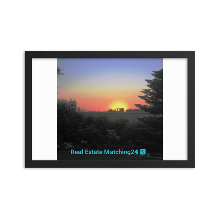 Beautiful Sunset Sinari Framed poster with realestatematching24 with key Logo