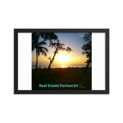 Beautiful Sea View Framed poster with realestatepartner24 with house Logo