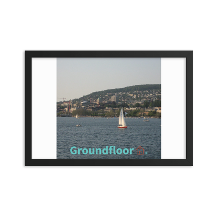 Beautiful River & Hills Sinari Framed poster with Groundfloor with House Logo