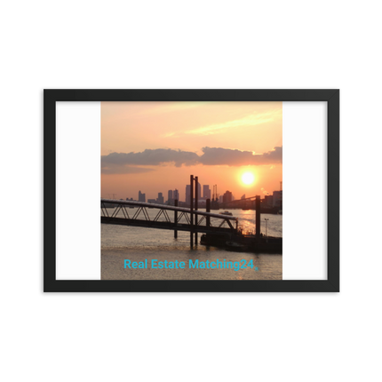 Evening Glow Framed poster with realestatematching24 without key Logo
