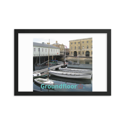 Boat on Water Framed poster with Groundfloor with House Logo