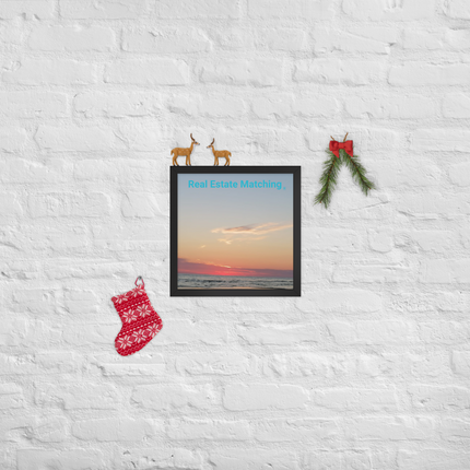 Sunset Sinari Framed poster with Real Estate Matching Logo