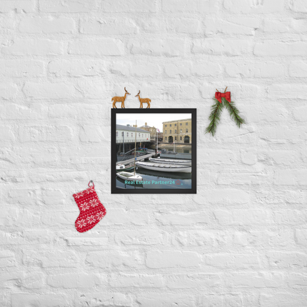Boat on Water Framed poster with realestatepartner24 with house Logo