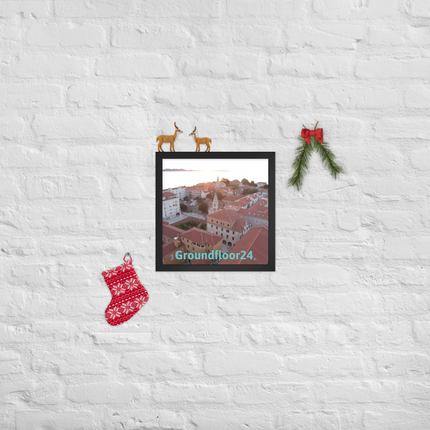 Roof Sunset View Framed poster with Groundfloor24 without House Logo