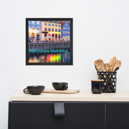 Nyhavn Framed poster with Real Estate Matching Logo
