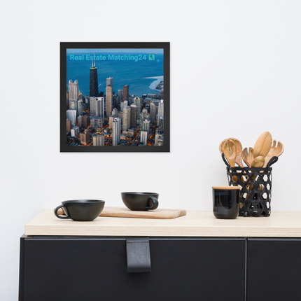 Beutiful Sinari Framed poster with Real Estate Matching24 Logo