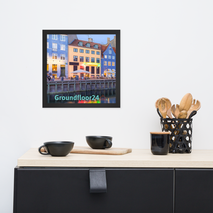 Nyhavn Framed poster with Groundfloor24 Logo