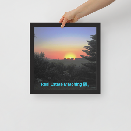 Beautiful Sunset Sinari Framed poster with realestatematching with key Logo