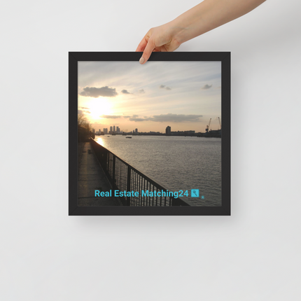 Awesome River View Framed poster with realestatematching24 with key Logo