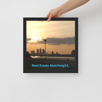 Majestic Sunset Framed poster with realestatematching24 without key Logo
