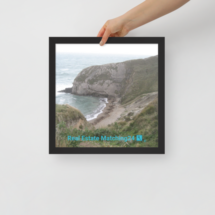 Sea & Hills Framed poster with realestatematching24 with key Logo