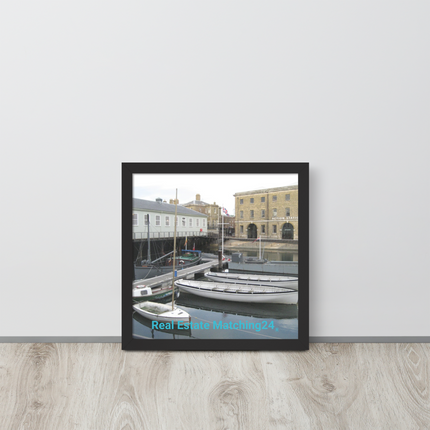 Boat on Water Framed poster with realestatematching24 without key Logo