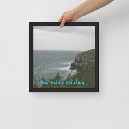 Seaside Serenity Framed poster with realestatematching without key Logo