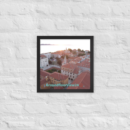 Roof Sunset View Framed poster with groundfloorview24 with House Logo