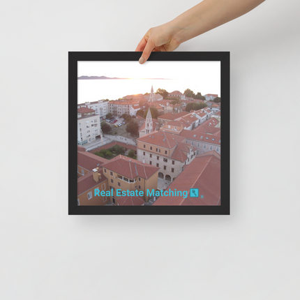 Roof Sunset View Framed poster with realestatematching with key Logo
