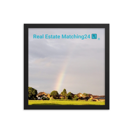 The Rainbow Sinari Framed poster with Real Estate Matching24 Logo