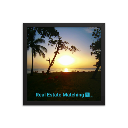 Beautiful Sea View Framed poster with realestatematching with key Logo
