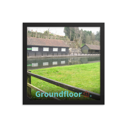 Lakeside Serenity Framed poster with Groundfloor with House Logo