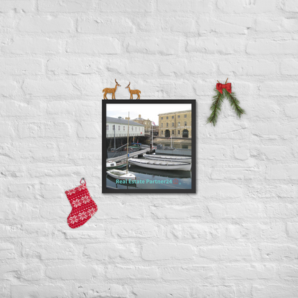 Boat on Water Framed poster with realestatepartner24 with house Logo