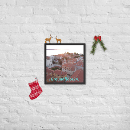 Roof Sunset View Framed poster with Groundfloor24 without House Logo