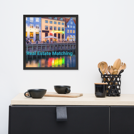Nyhavn Framed poster with Real Estate Matching Logo