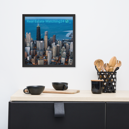 Beutiful Sinari Framed poster with Real Estate Matching24 Logo