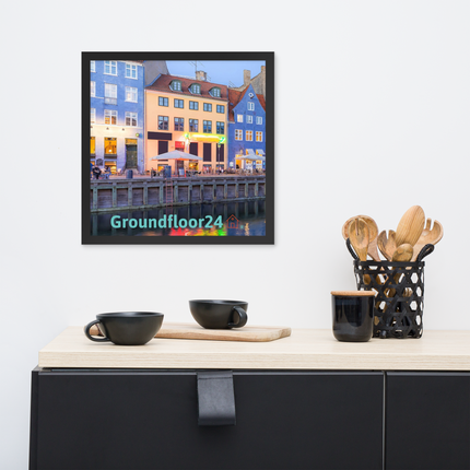 Nyhavn Framed poster with Groundfloor24 Logo