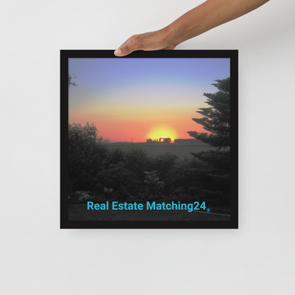 Beautiful Sunset Sinari Framed poster with realestatematching24 without key Logo
