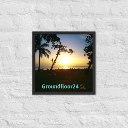 Beautiful Sea View Framed poster with Groundfloor24 with House Logo