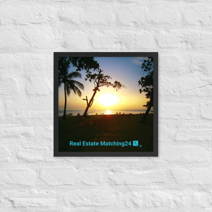 Beautiful Sea View Framed poster with realestatematching24 with key Logo