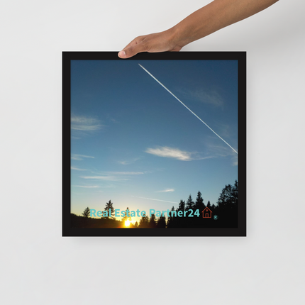 Attractive Sunset Sinari Framed poster with realestatepartner24 with house Logo