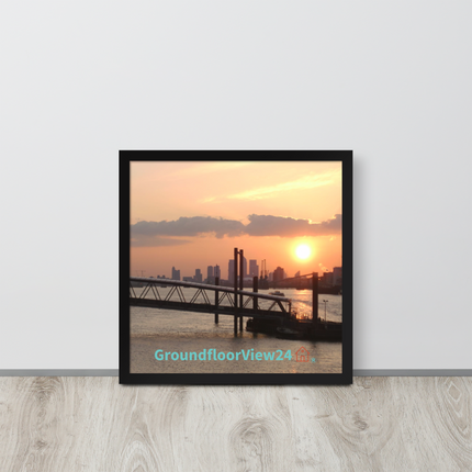 Evening Glow Framed poster with realestatematching with key Logo