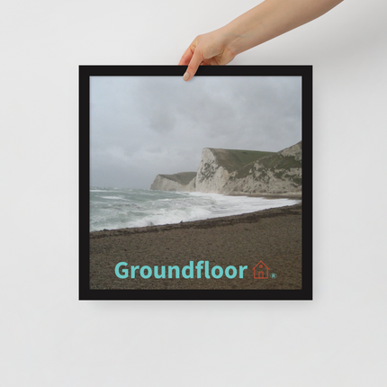 Waves and Sand Framed poster with Groundfloor with House Logo
