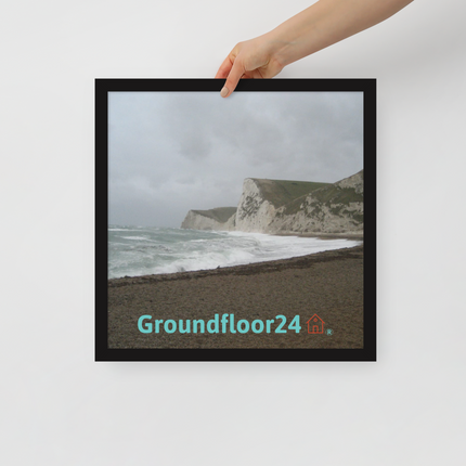 Waves and Sand Framed poster with Groundfloor24 with House Logo